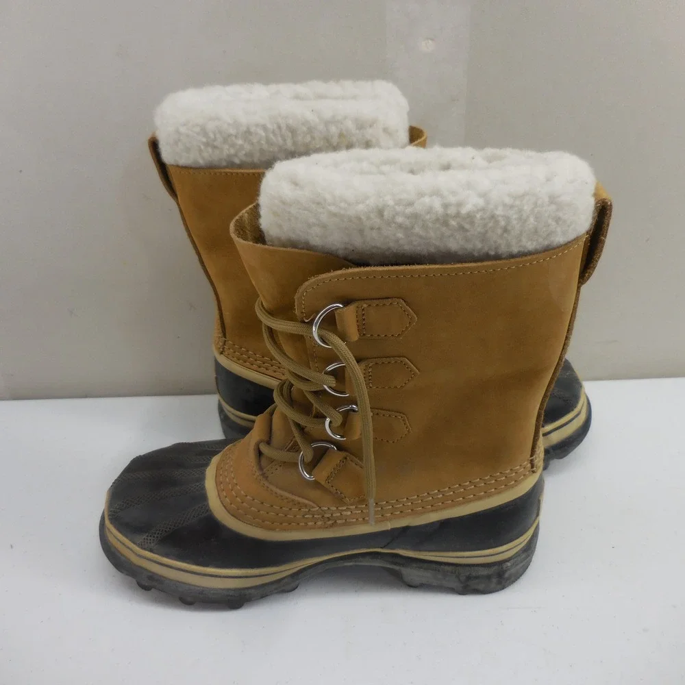 Sorel Caribou Waterproof Winter Snow Boots Buff Tan Black NL1005-280 Womens 8
